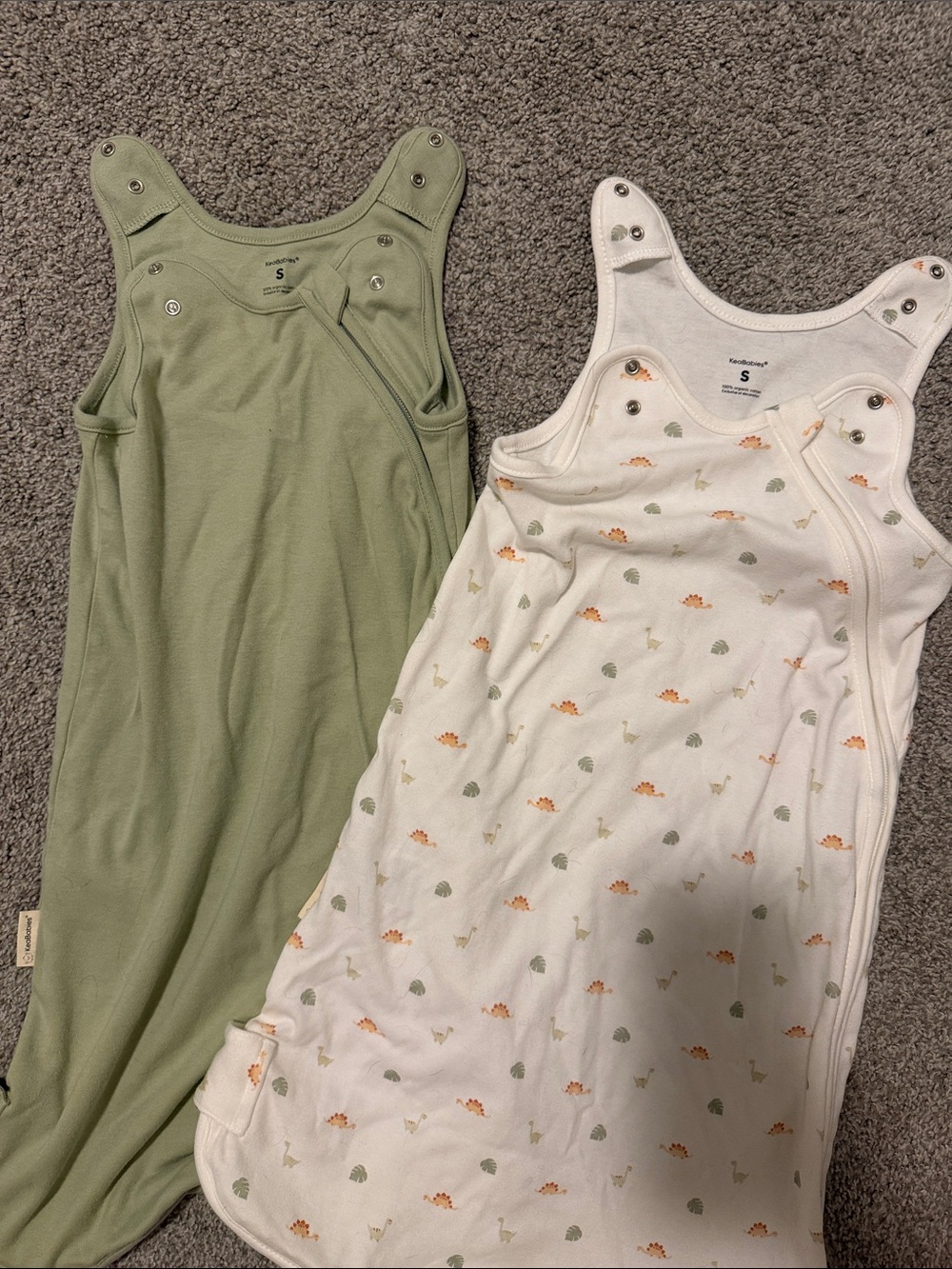 Kids Sleeveless Sleep Sack Set - Olive Green & Cream Dino Print